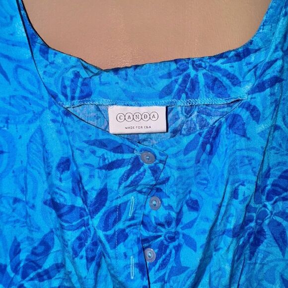 Canda Women's Blue Floral Romper Dress - Size Medium - Picture 2 of 8